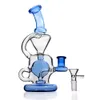 Bong Blue Glass Water Pipe Fab Eggokah DAB Rig Revycler Oil Rig 14mm Skål Bubbler Heady Percolator Klar för rökning Tillbehör Dabs