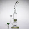 2020 28cm Bowl Joint 14.4mm Narghilè Bong in vetro verde fluorescente due fuction Dab Rigs Tire Perc Arm Tree Dab Rigs Smoking bong