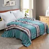 Coral Fleece Flannel Blankets Stripe Throw Sofa Bedroom Blanket Winter Warm Plaid Quilt Kids Adult Nap Blanket