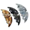 2 pcs Natural Wicca Quartz Cristal Bat Skull Pedra Pedra Dourado Sheen Obsidian Labradorite Tigre Olho Escultura Animal Reiki Cura Figurine