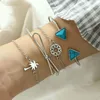 4 Teile/satz Mode Armband Blau Hohl Runde Schleife Kokospalme Armreifen Für Frauen Schmuck Strand Party Freunde Geschenk