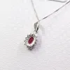 Pendentif rubis en argent classique pour fête, 4mm x 6mm, pendentif rubis naturel, collier en argent 925, cadeau romantique pour fille