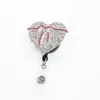 10st/Lot Sparkly Medical Crystal Rhinestone Nurse Doctor Heart with Bow Shape Driveble Badge Reel Holder With Alligator Clip