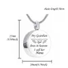 Charms Round Cremation Pendant Choker Halsband Ash My Guardian Angel Keepsake Memorial Halsband Kvinnor Män Smycken