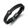 High Quality Hot Multi-layer Genuine PU Leather Men Bracelet Creative Titanium Steel Leather Bracelet Stainless Steel Charm Bangle Jewel