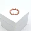 Fashion 18k Rose Gold Crown Ring Set Originalbox för Pandora 925 Silver CZ Diamond Kvinnor Bröllopsringar