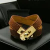 Classic Vintage multicouche PU Leather H Bracelets pour femmes bracelets Changles Men Gold Buckle Pulseras Hombre Male Accessorie8034403