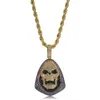 18K Gold Iced Out Skeletor Pendant Necklace With Tennis Chain Copper Hip Hop Gold Silver Color Mens Women Charm Chain Jewelry316T