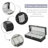 Luxury Pu Leather 6 Grids Watch Winder Boxes Storage Watch Case Classical Gift Smycken Display Kista Förpackningshållare för män