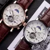 18ctファッションスイスの男性が革張りのトゥールビヨンウォッチ自動男性腕時計メンズメカニカルスチールオス時計レリジオマスキュリノ時計