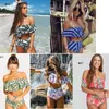 NEUER Damen-BIKINI, zweiteiliger Badeanzug mit Blatt- und Bananenstreifen, Blumendruck, Rüschen, Sommer-Strandbadebekleidung für Damen, Bikini-Damenbadeanzug