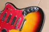 Chitarra elettrica Custom Factory Double Neck Tobacco Sunburst con 4 + 6 corde, tastiera in palissandro, battipenna rosso, offerta personalizzata