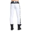 Męskie dżinsy mody męskie proste szczupłe spodnie motocyklowe chude dżinsowe spodnie hiphopowe białe azjatyckie rozmiar 203y