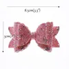 50pcs 8cm Newborn Glitter Leather Hair Bow With Fully Covered For Hair Clips Bowknot Boutique Hair Bows For Headbands
