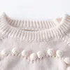 Baby Sticked Clothes Heart Baby Girl Romper Pompom Infant Girls Sweater Designer Nyfödd Jumpsuit Autumn Winter Baby Clothing DW463127915