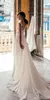 Dresses Sexy Deep V Neck Beach Wedding Dresses 2020 New Side High Split Lace Appliqued Illusion Bodice Sweep Train Bohomian Bridal Gowns