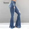 Afrique 2020 femmes Flare jean taille haute frange Denim pantalon moulant femme Stretch jean femme jambe large cloche bas
