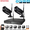 4CH 1080p HD ADUIO Wireless NVR Kit P2P Inomhus Outdoor IR Night Vision Security 2PCS1080p IP-kamera WiFi CCTV-system