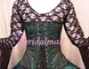 Vintage 2020 Black and Green Gothic Wedding Dresses Long Sleeve Steampunk Victorian Whitby Lace up Back Plus Size Celti Wedding bridal gowns