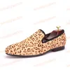 New crina de leopardo impressão homens sapatos de camurça vestido de festa dos homens mocassins de fumar chinelo homens flats plus size
