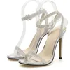 Luxury Rhinestone High Heel Women Sandals PVC Transparent Sandals Women Sexy Crystal Party Shoes Women