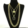 Mode- Hop Ketting Sieraden Nieuwe Ruby Hanger Ketting 3 stks / Set Mode Cubaanse Link Chain Sieraden Set