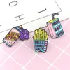 3Pcs Lovely Cartoon Brooch Pins Cute Lapel Pins Enamel Brooches Set French Fries Milk Box Spray Denim Jacket Badge Jewelry Accessories