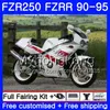 FZRR Pour YAMAHA FZR-250 FZR 250R FZR250 90 91 92 93 94 95 250HM.9 FZR 250 blanc perle chaud FZR250R 1990 1991 1992 1993 1994 1995 Kit de carénage