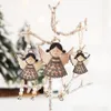 Nordic Wooden Angel Doll Hängande Ornament Jul Dekoration Vind Chime Pendant Xmas Tree Decor Navidad Craft Present