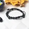 Bracciale da uomo in acciaio inossidabile nero all'ingrosso gioielli in pietra opaca naturale da 8 mm con braccialetti leone in acciaio inossidabile Servizio gratuito