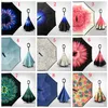 38 Designs Vouwen omgekeerde paraplu dubbellaagse omgekeerde winddichte regenwagen parasols voor meisjes snelle verzending gratis