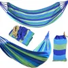 280 100mm 2 Persons Striped Hammock Outdoor Leisure Bed Thickened Canvas Hanging Bed Sleeping Swing Hammock For Camping Hunting270A