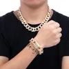 Buzlu Küba Link Zinciri 18mm Kalça Kalça Bling Zincirleri Takı Erkekler Altın Lüks Tasarımcı Elmas Kolye Erkek Hiphop Rapçi Moda Aksesuarları