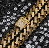 男性のジュエリーのネックレスの贈り物のためのゴールデンダイヤモンドヒップホップで模倣された高品質の15mmストリップキューバチェーンマイアミヒップホップネックレス