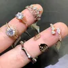 Gold And Silver Plated Steel Band Rings Rhinestones Women Men Micro Insert Mix Different Models Tail Ring Jewelry
