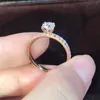 Rose Gold Diamond Ring Crystal Engagement Ringen voor Vrouwen Sieraden Dames Ringen Trouwringen Sets Mode-sieraden 080518