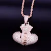 New Dollor Money bag pendant Men's Necklace With 3mm Rope Chain Cubic Zircon Rock Street Hip hop Jewelry