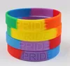 Unisex Jewellery Gay Pride Silicone Rainbow Bracelet Rubber LGBT Wristband Bracelet Lesbian Pride Bracelet Stripe Bracelets for Party