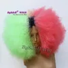 Beroemdheid Ciara Metgala kapsel pruik synthetisch afro kinky krullend tweekleurig rood groen twee pony pluizig haar kant voorpruiken voor blac9284117