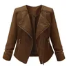 Moto PU cuir veste femmes hiver et automne nouvelle mode manteau fermeture éclair veste d'extérieur nouveau 2020 manteau marron