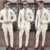 Costumes pour hommes Blazers Beige Blazer pantalon Design hommes costume marié smoking coupe mince deux pièces personnalisé mariage bal Blazer1252T