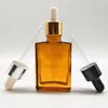 Amber Square Essential Oil Glass Bottles 30ml with Dropper Gold Silver Black White Empty Cosmetic Container