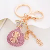 Crystal Keychains المجوهرات نساء الفتيات الفتيات وحيدات الراين الأساسية سلاسل مفتاح الحلقة حامل الدولار الأمريكي تصميم أزياء المعادن قلادة السحر