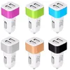 Legering Metal Car Charger 2.1A Dual USB Ports Power Adapter för Samsung S8 S10 Obs 8 10 HTC Android Phone GPS PC