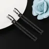 Fashion-r needle diamond rectangle dangle earrings for women luxury designer colorful diamonds iced out wedding engagement earrings gifts