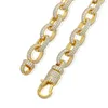 Braccialetti a catena a maglie ovali e intrecciate ghiacciate per donna Gioielli hip-hop bling placcati in oro rame placcato argento