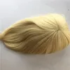 ブロンドの男性Toupee Full Skin Pu Toupee for women brazilian virgin hair toupee 613ストレートメンヘアピース交換システム8936161