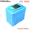Batería recargable de iones de litio de respaldo de 12 voltios lifepo4 12v 90ah para UPS luces Led bicicleta eléctrica EV