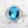 SHUNXUNZE christmas gifts fashion charms Engagement wedding rings for men and Noble Generous women Blue Cubic Zirconia Rhodium Plated R382