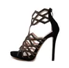 Sexig Rhinestone Hollow Out High Heels Gladiator Sandals Lyxiga Kvinnor Designer Skor Storlek 35 till 40